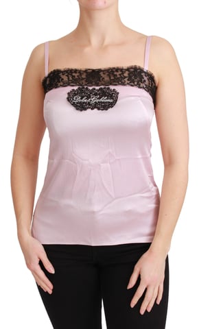 Blusa sin mangas de encaje negro de seda para mujer de Dolce & Gabbana