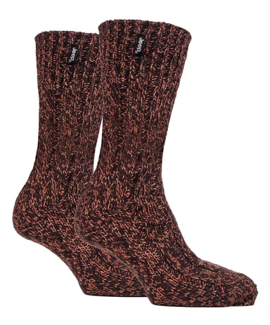 Calcetines de senderismo de lana para hombre | Jeep | Diseño acanalado de punto Calcetines acolchados para botas de trekking, correr, caminar - Ámbar / Marrón