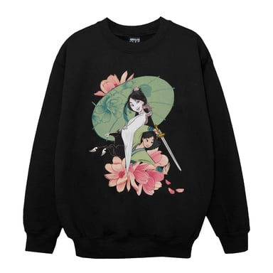 Disney Girls Mulan Magnolia Collage Sweatshirt (Black)
