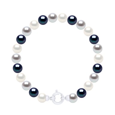 Bracelet Row of Real Cultured Freshwater Pearls Round 6-7 mm