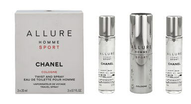 Allure Homme Sport Cologne Eau De Toilette Vaporizador De Viaje Y 2 Recargas 3 X 20 ml