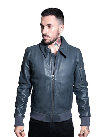 Cazadora bomber de piel de vaca A2 para hombre - Oslo