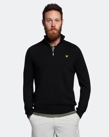 Lyle & Scott Golf Merino 1/4 Zip Jumper in Black