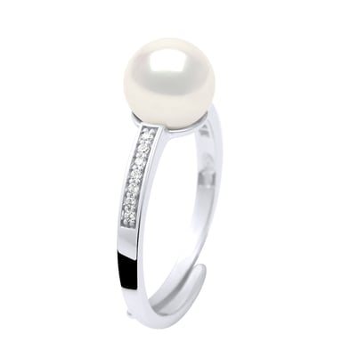 Ring Jewelry - Real Cultured Freshwater Pearl Round 7-8 mm