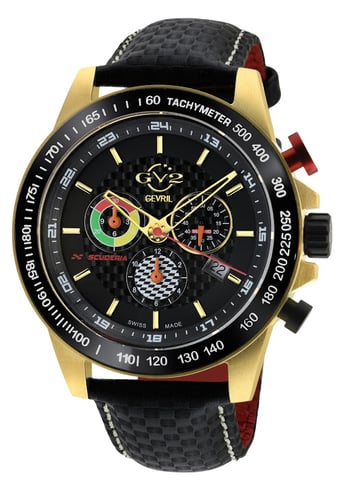 GV2 9922 Reloj de cuero cronógrafo multifunción de cuarzo suizo Scuderia para hombre