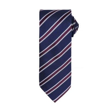 Premier Mens Waffle Stripe Formal Business Tie (Navy/Aubergine)