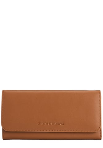 Leather Long Flap Over Closing Purse