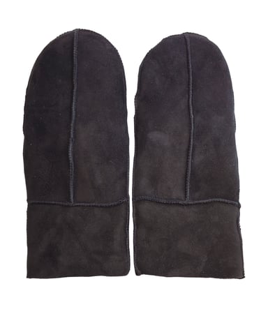 Guantes cálidos de piel de oveja auténtica negra para mujer