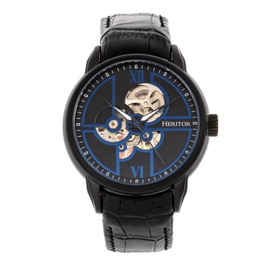 Reloj automático Heritor Sanford semiesqueleto con correa de cuero