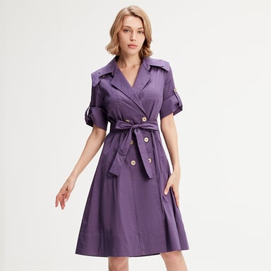 Cotton trench-coat dress