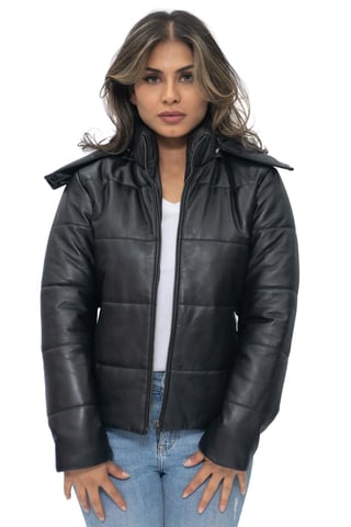 Cazadora bomber de piel acolchada para mujer - Ajax