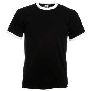 Fruit Of The Loom Mens Ringer Short Sleeve T-Shirt (Black/White)