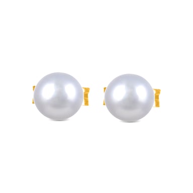 Pendientes Luxenter  de Plata de Ley 925 con Perla Blanca acabados en oro amarillo de 18K - Básico