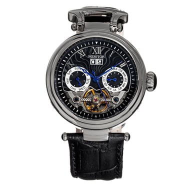 Reloj de cuero automático Heritor Ganzi semi-esqueleto
