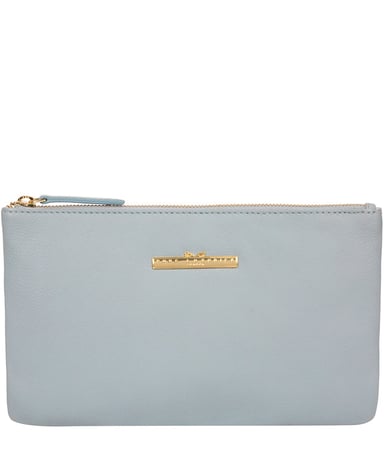 'Arlesey' Cashmere Blue Leather Clutch Bag