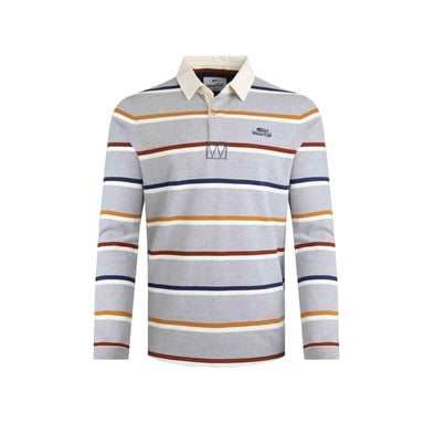 Weird Fish Mens Laxton Striped Organic Long-Sleeved Rugby Shirt (Grey Marl)
