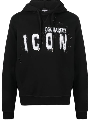 Dsquared2 Icon sudadera con capucha de algodón con salpicaduras de pintura Negro