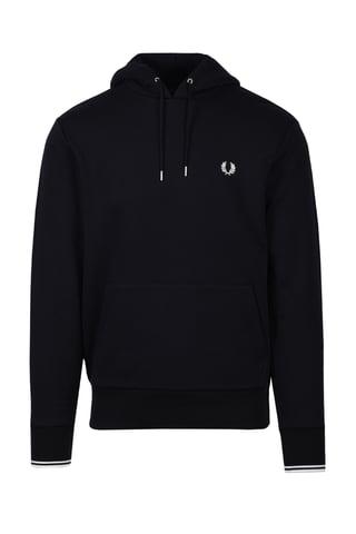 Sudadera con capucha con ribetes Fred Perry para hombre en negro