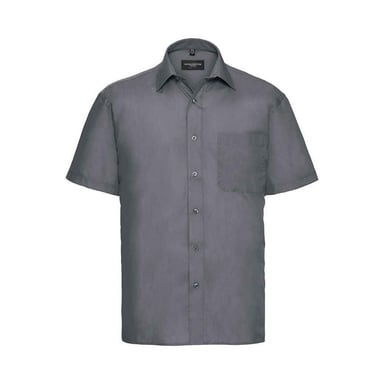 Russell Collection Mens Poplin Easy-Care Short-Sleeved Formal Shirt (Convoy Grey)