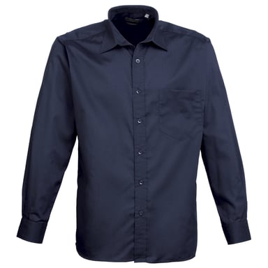 Premier Mens Premier Poplin Long-Sleeved Formal Shirt (Navy)