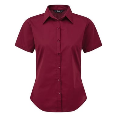 Premier Short Sleeve Poplin Blouse / Plain Work Shirt (Burgundy)