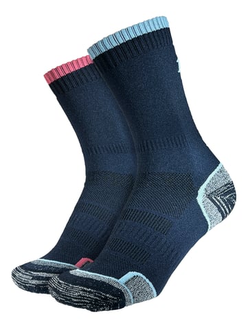 1000 Mile - 2 Pack Calcetines Acolchados Transpirables de Caminata para Mujer - Azul Marino