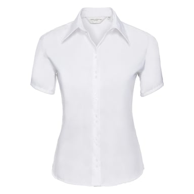 Russell Collection Ladies/Womens Short Sleeve Ultimate Non-Iron Shirt (White)