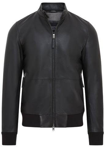 Cazadora bomber de cuero retro negra para hombre - Adak