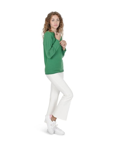 Crown Of Edinburgh Cashmere Pull Col Bateau Pour Femme Coe 0025 Vert