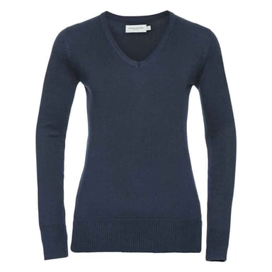 Russell Collection Womens/Ladies Marl V Neck Sweatshirt (French Navy)