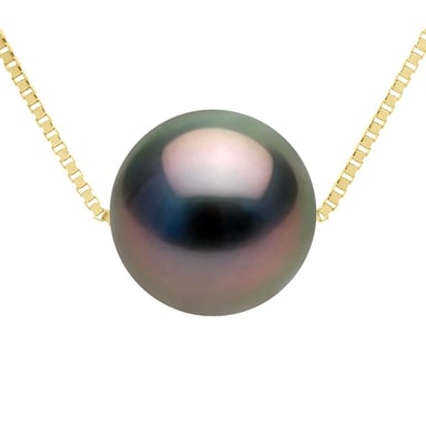 Necklace Real Cultured Tahiti Pearl PASSING THROUGH Round 10-11 mm