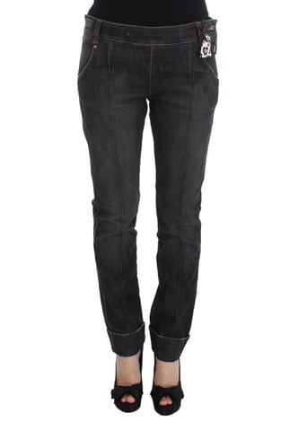 Jeans de mezclilla ajustados de algodón gris para mujer Ermanno Scervino