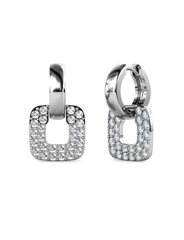Pendientes Cuadrados Clásicos - Plata y Cristal