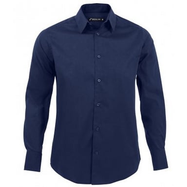 SOLS Mens Brighton Long Sleeve Fitted Work Shirt (Dark Blue)