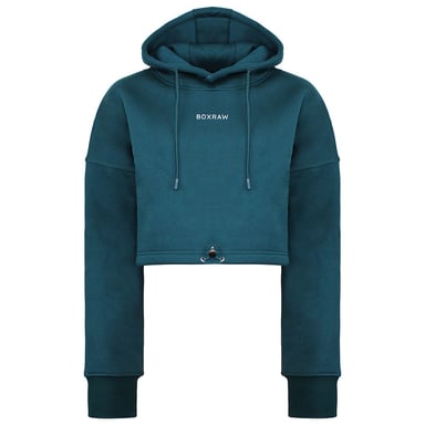 BoxRaw Johnson sudadera con capucha corta verde azulado para mujer