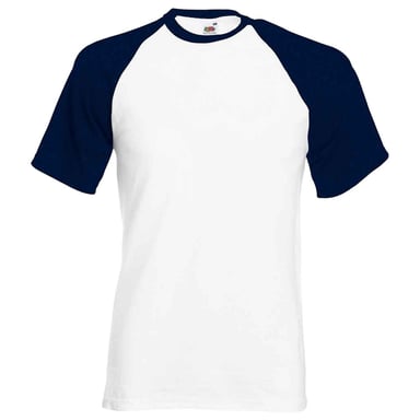 Fruit of the Loom Unisex Adult Contrast Panel Baseball T-Shirt (White/Deep Navy)
