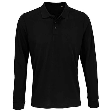 SOLS Unisex Adult Prime Pique Long-Sleeved Polo Shirt (Black)