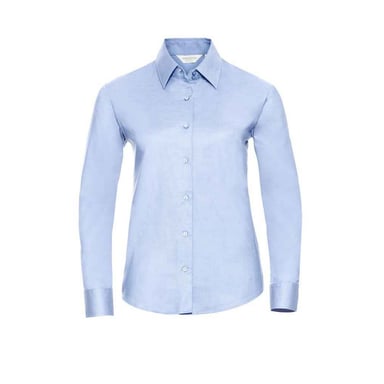 Russell Collection Womens/Ladies Classic Oxford Long-Sleeved Shirt (Oxford Blue)