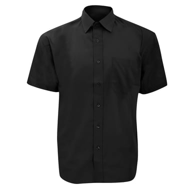Russell Collection Mens Short Sleeve Poly-Cotton Easy Care Poplin Shirt (Black)