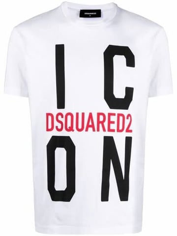 Camiseta de algodón con logo Icon de Dsquared2 en blanco