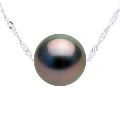 Necklace Real Cultured Tahiti Pearl PASSING THROUGH Round 9-10 mm