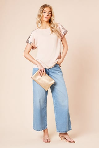 Short Sleeve T-Shirt Sequin Blouse