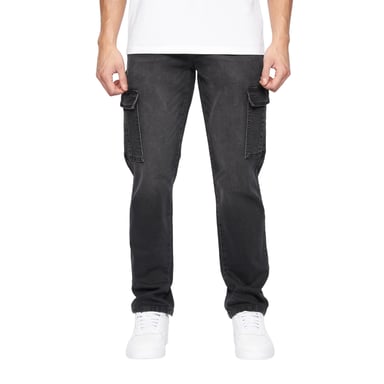 Crosshatch Mens Kremtap Cargo Jeans (Black Wash)
