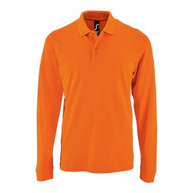 SOLS Mens Perfect Long Sleeve Pique Polo Shirt (Orange)