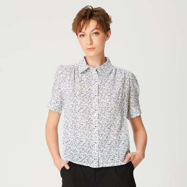 Straight short sleeves shirt with floral print