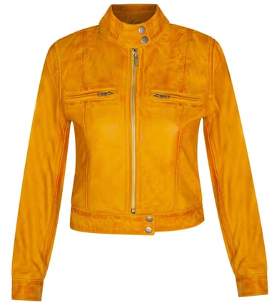Chaqueta de motociclista de cuero liso para mujer - Braga