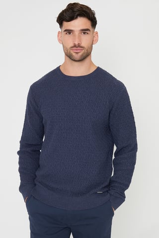 Blue Mini Cable Knit Crew Neck Jumper