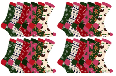 Calcetines de Navidad para Mujer | Calcetines Snob | Calcetines de Navidad de colores | Regalo para Ella - 24 Pack
