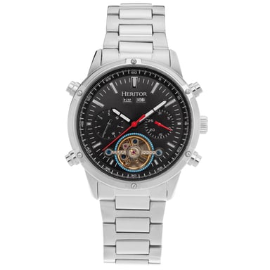 Reloj automático Heritor Wilhelm con pulsera semiesqueleto y día/fecha
