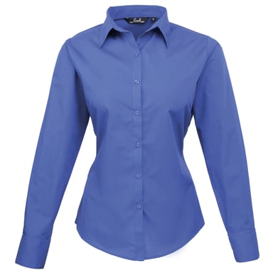 Premier Womens/Ladies Poplin Long-Sleeved Blouse (Royal)